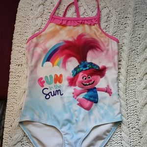 DreamWorks Poppy Troll Girls Size 5/6 Fun in the Sun! 1 pc. Swimsuit